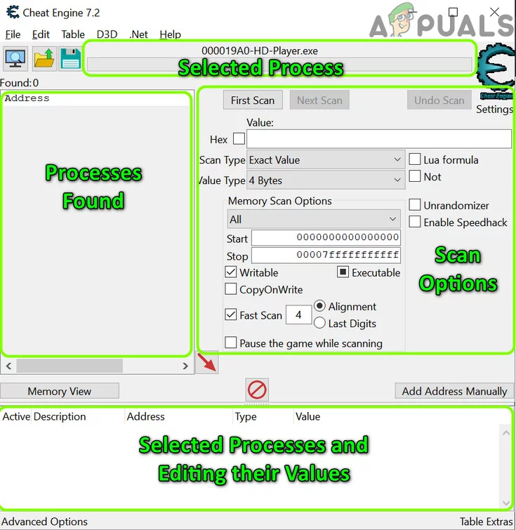 Cheat Engine interface